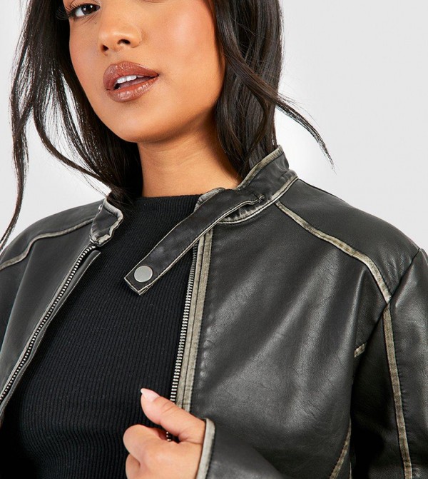 boohoo  Leather Jackets - Black Leather Jackets