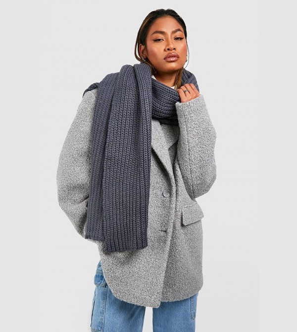 بوهو  أوشحة صوفية - رمادي Knitted Scarves