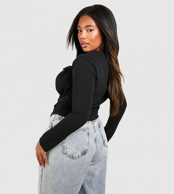 بوهو  مقاس كبير - أسود Tops & T-shirts