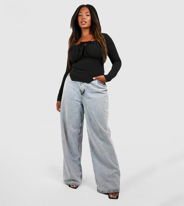 بوهو  مقاس كبير - أسود Tops & T-shirts