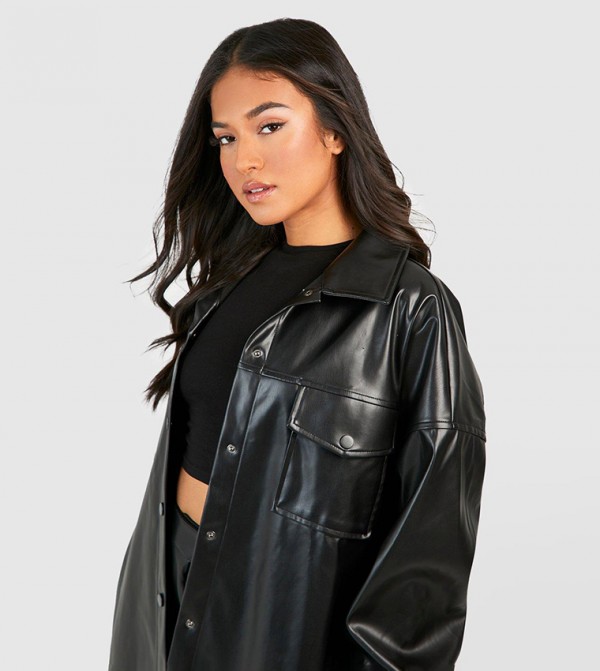 boohoo  Leather Jackets - Black Leather Jackets