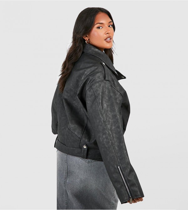 بوهو  مقاس كبير - أسود جاكيتات ومعاطف