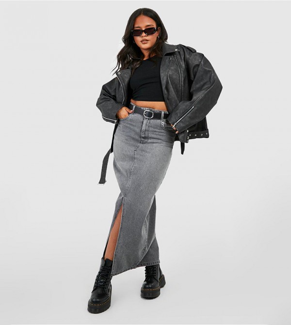 بوهو  مقاس كبير - أسود جاكيتات ومعاطف