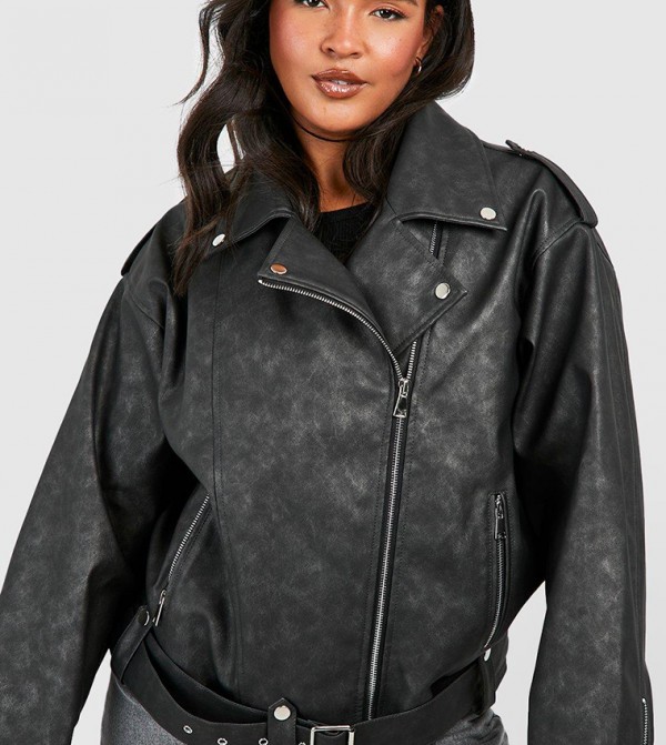 بوهو  مقاس كبير - أسود جاكيتات ومعاطف