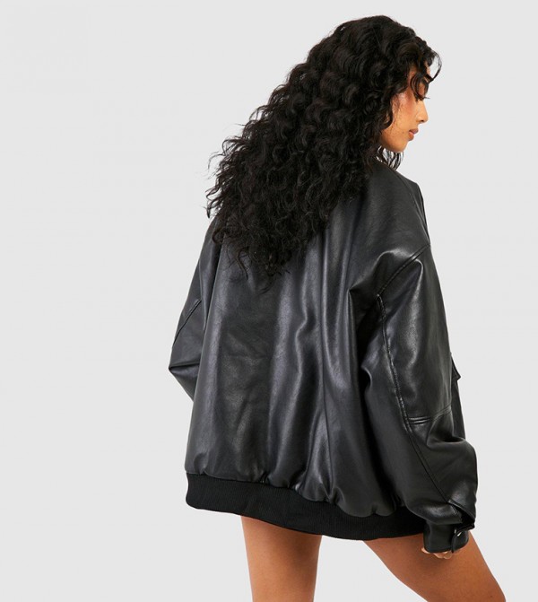 boohoo  Leather Jackets - Black Leather Jackets
