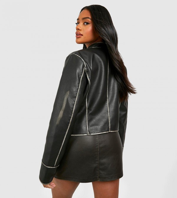boohoo  Leather Jackets - Black Leather Jackets