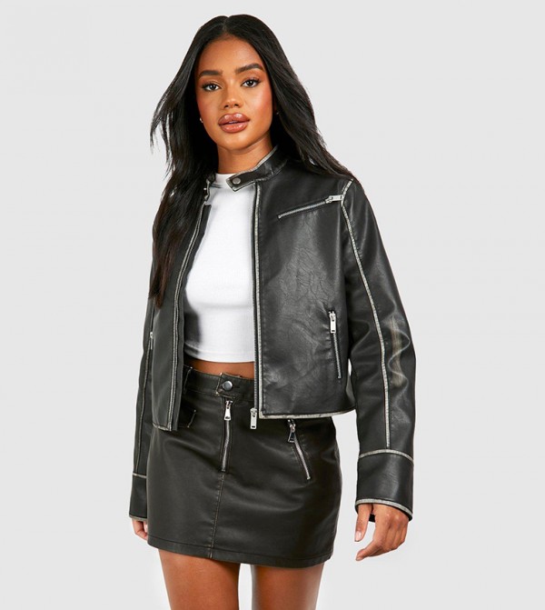 boohoo  Leather Jackets - Black Leather Jackets