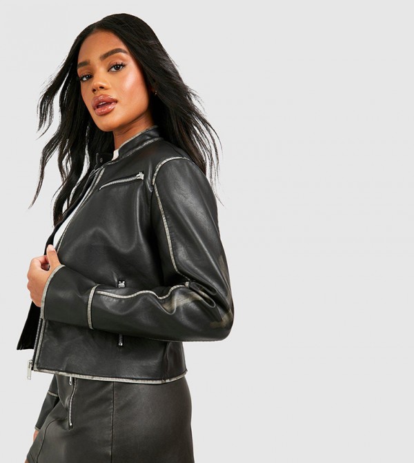 boohoo  Leather Jackets - Black Leather Jackets