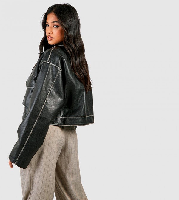 boohoo  Leather Jackets - Black Leather Jackets
