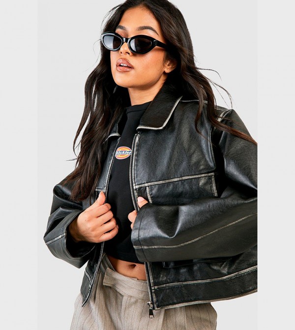 boohoo  Leather Jackets - Black Leather Jackets