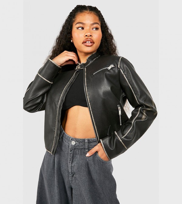 boohoo  Leather Jackets - Black Leather Jackets