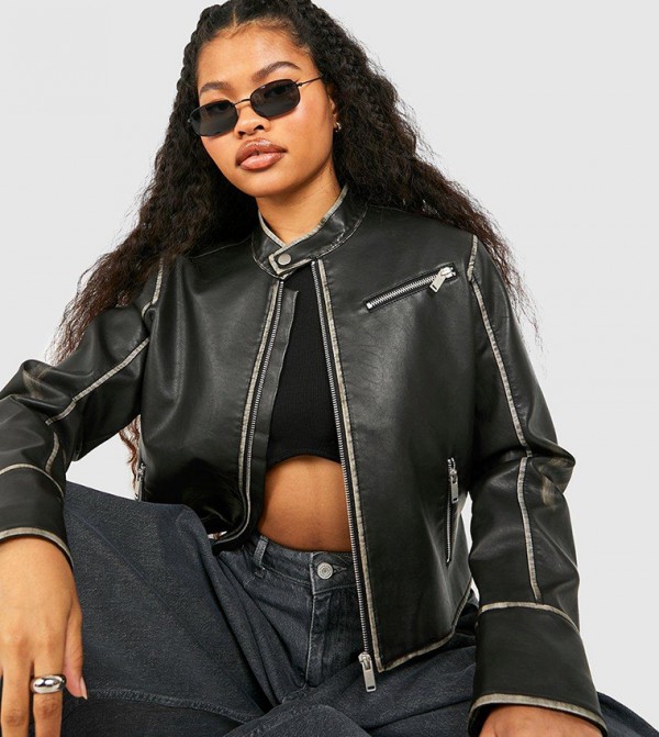 boohoo  Leather Jackets - Black Leather Jackets