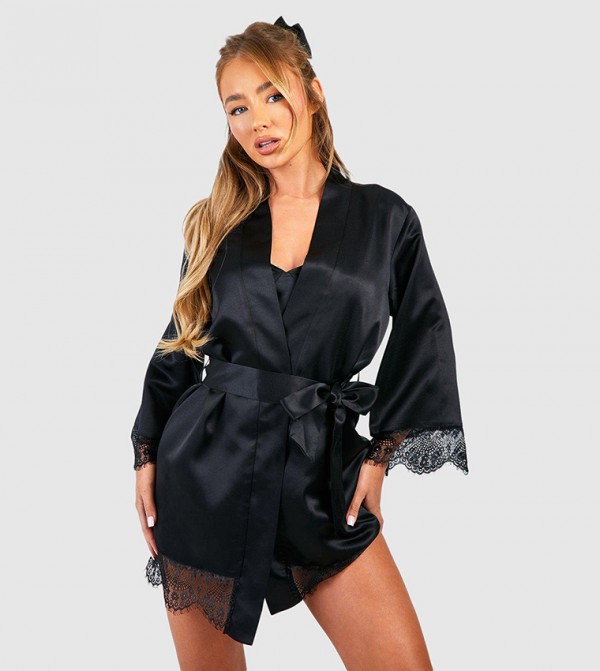 boohoo  - Black Night Robes & Kimono