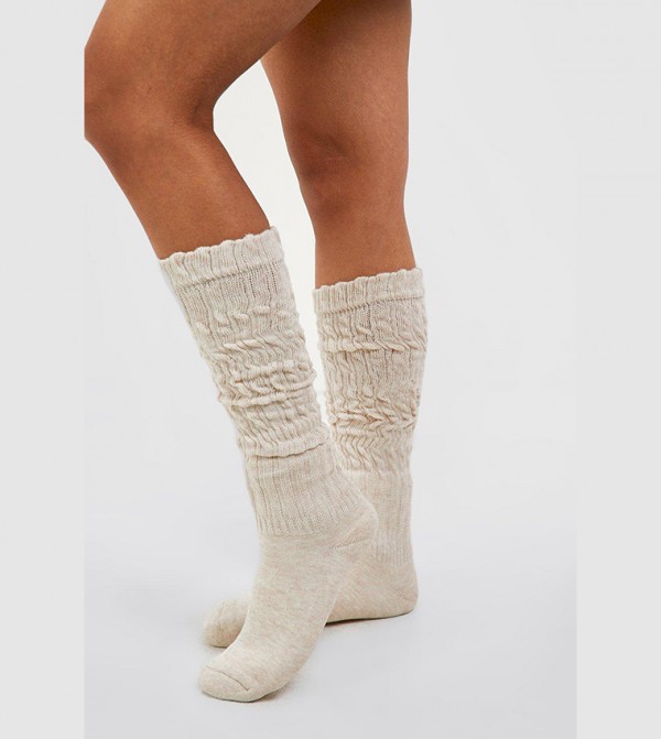 boohoo  Socks - Beige Calf Length Socks