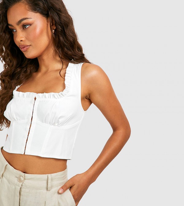 بوهو بوهو - أبيض Cropped Tops
