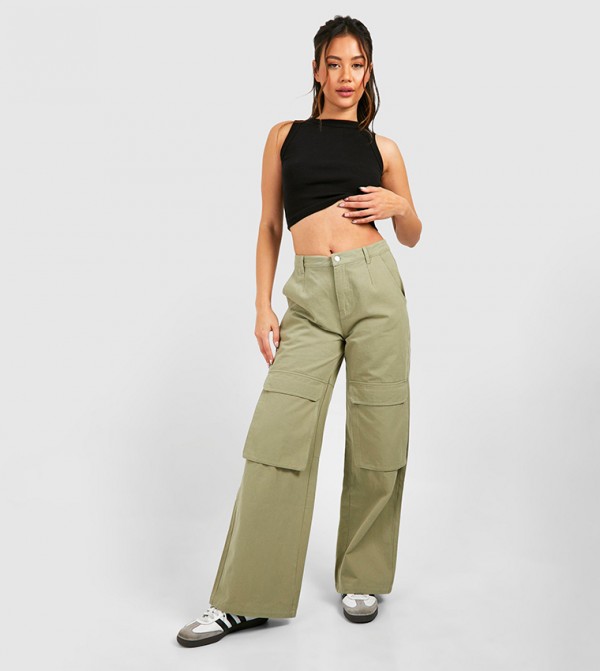 boohoo - Outlet Cargos - Green Cargos