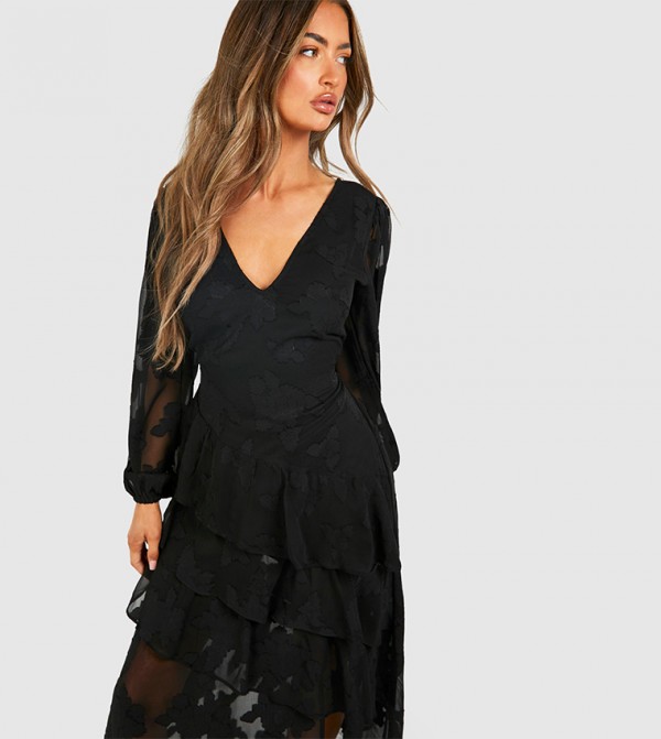 boohoo  Maxi Dresses - Black Casual Dresses