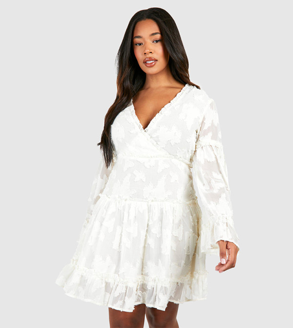 بوهو  مقاس كبير - أبيض فساتين