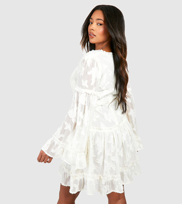 بوهو  مقاس كبير - أبيض فساتين