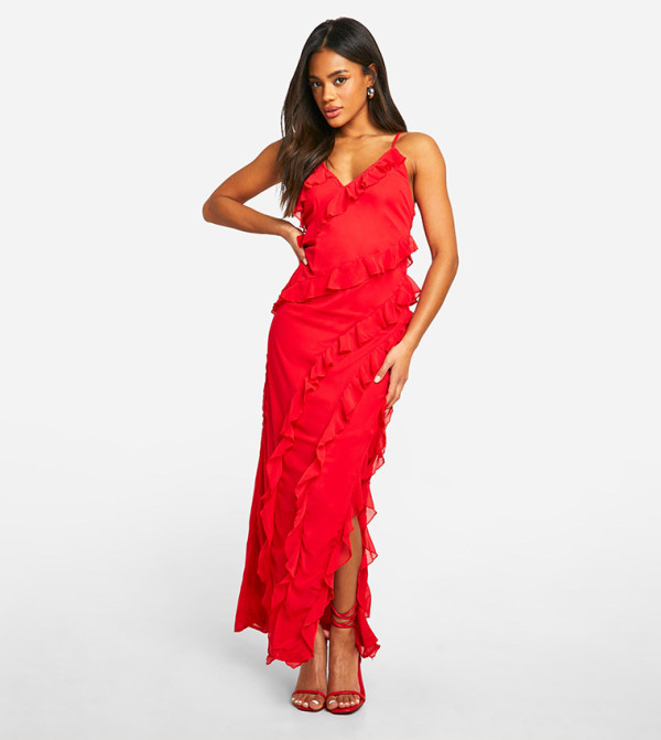 بوهو romantic-styling - أحمر فساتين كاجوال