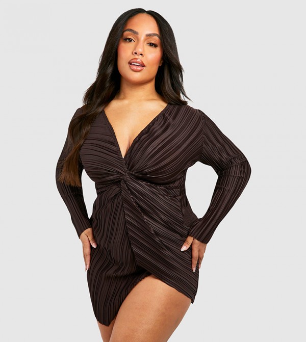 boohoo  Plus Size - Brown Dresses