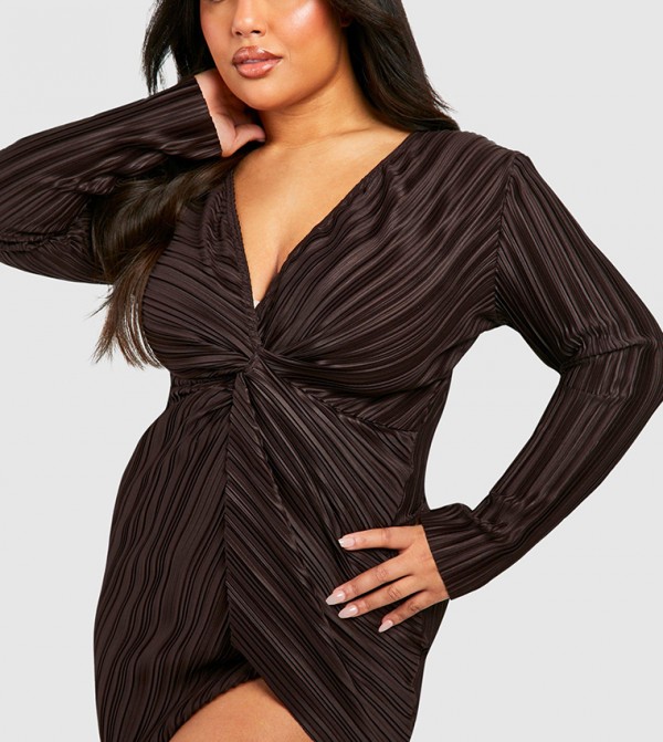 boohoo  Plus Size - Brown Dresses