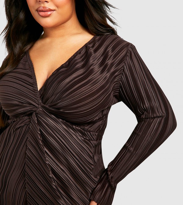 boohoo  Plus Size - Brown Dresses