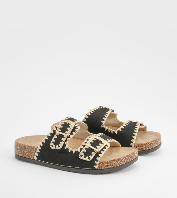 boohoo  Slides - Black Slides