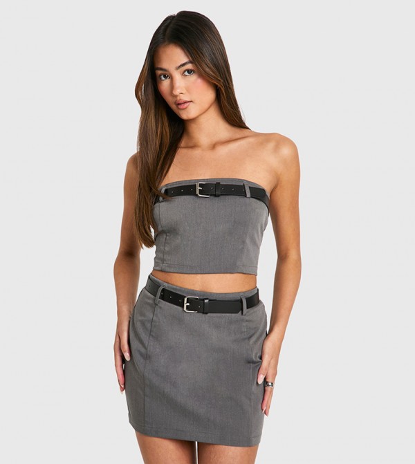 بوهو بوهو - رمادي Mini Skirts