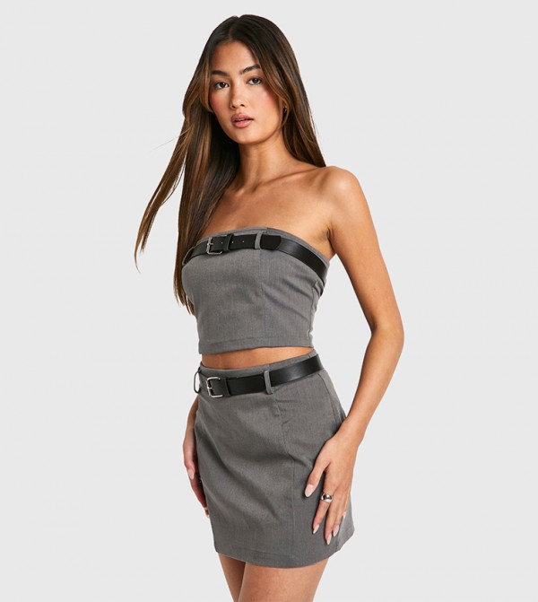بوهو بوهو - رمادي Mini Skirts