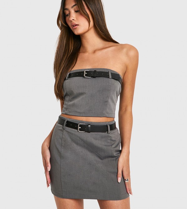 بوهو بوهو - رمادي Mini Skirts