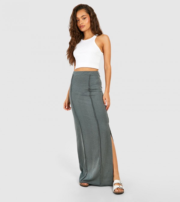 boohoo  Clothing - Grey Maxi Skirts
