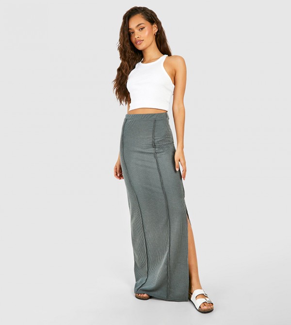 boohoo  Clothing - Grey Maxi Skirts
