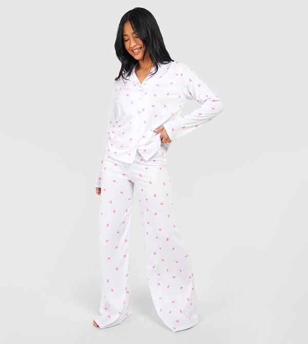 boohoo  Sleepwears & Loungewears - White Nightsuits/Pyjama Set