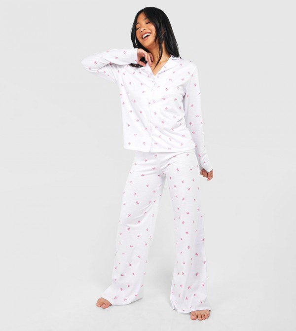 boohoo  Sleepwears & Loungewears - White Nightsuits/Pyjama Set