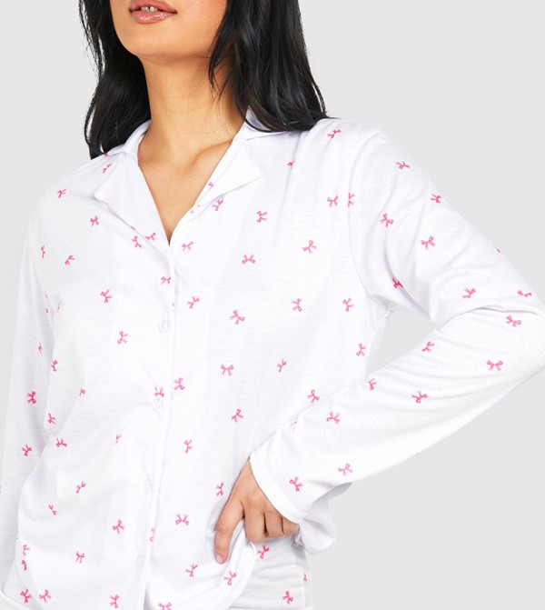 boohoo  Sleepwears & Loungewears - White Nightsuits/Pyjama Set