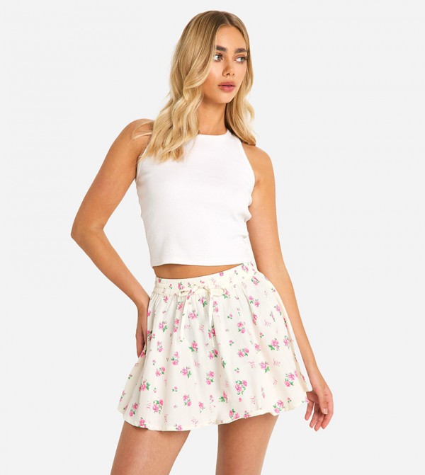 بوهو  - أبيض Mini Skirts