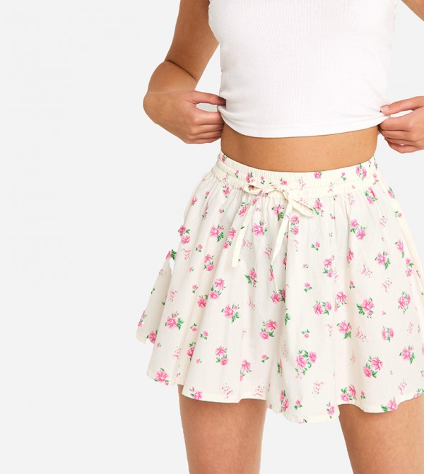 بوهو  - أبيض Mini Skirts