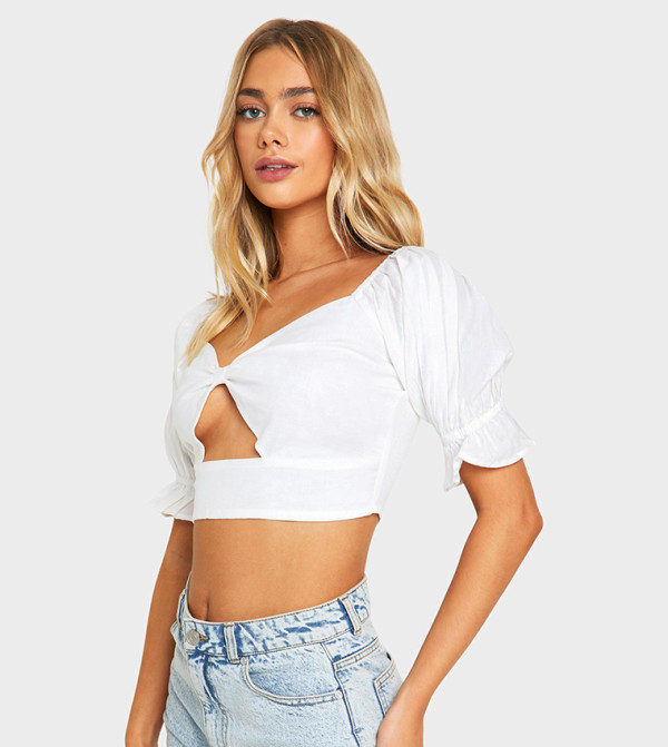 boohoo  b-glam-look - White Cropped Tops