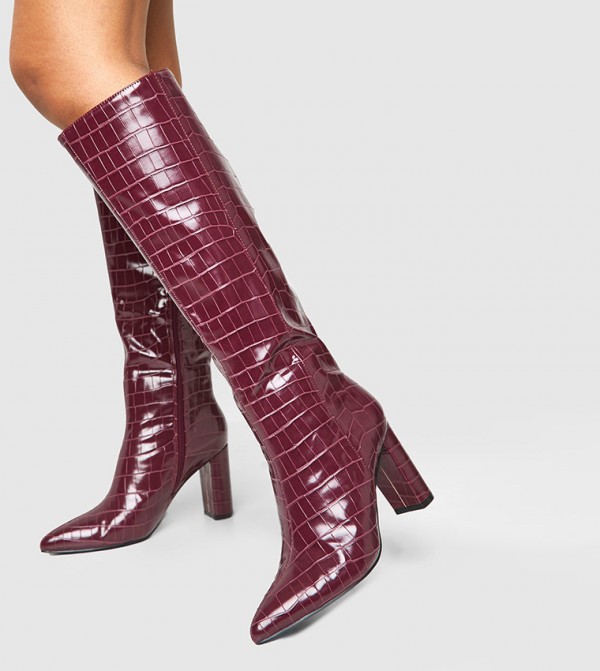 boohoo  Boots - Burgundy Knee length Boots