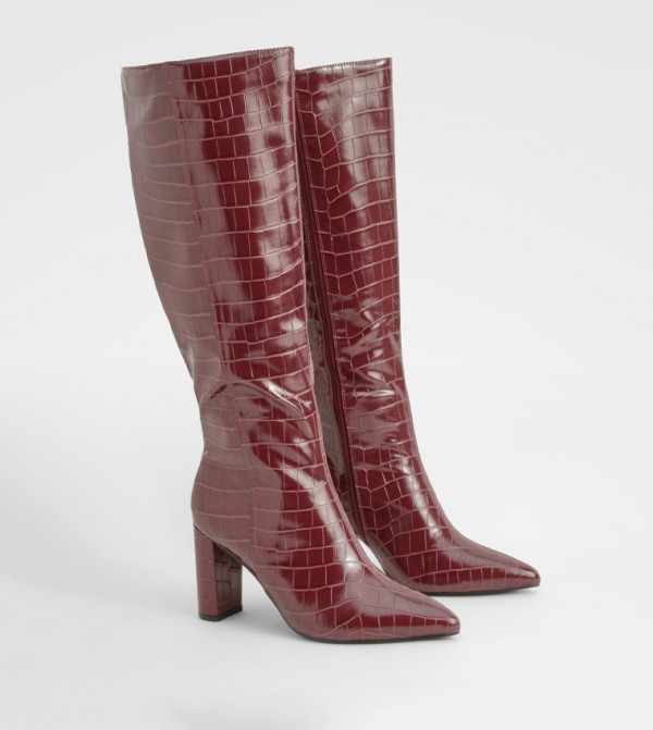 boohoo  Boots - Burgundy Knee length Boots