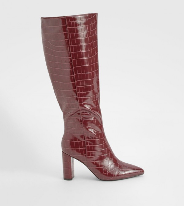 boohoo  Boots - Burgundy Knee length Boots