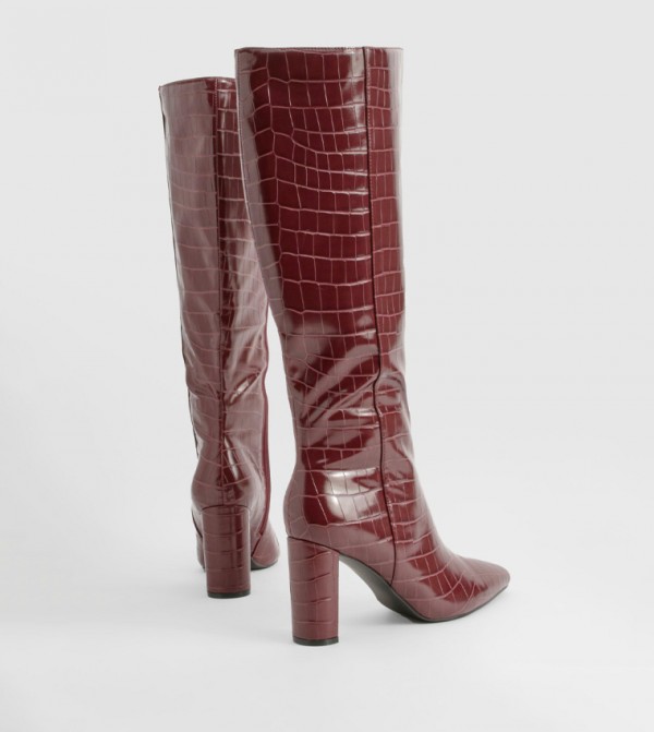 boohoo  Boots - Burgundy Knee length Boots