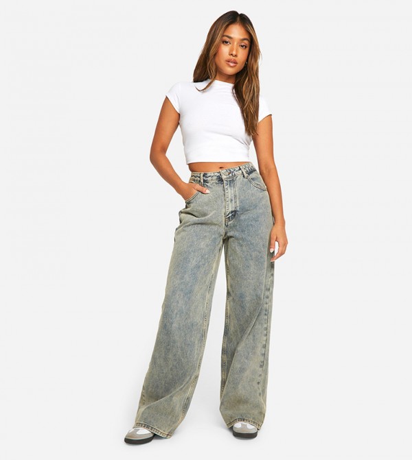 بوهو  - أزرق Wide Leg Jeans