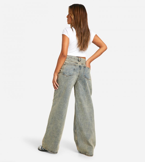 بوهو  - أزرق Wide Leg Jeans