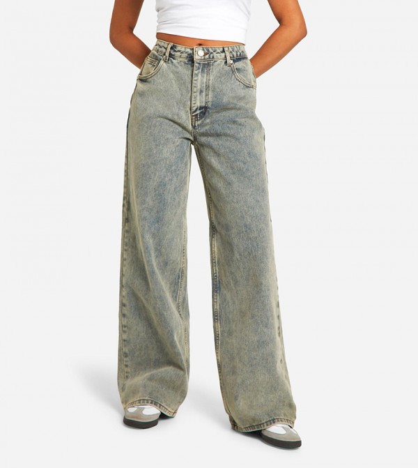 بوهو  - أزرق Wide Leg Jeans