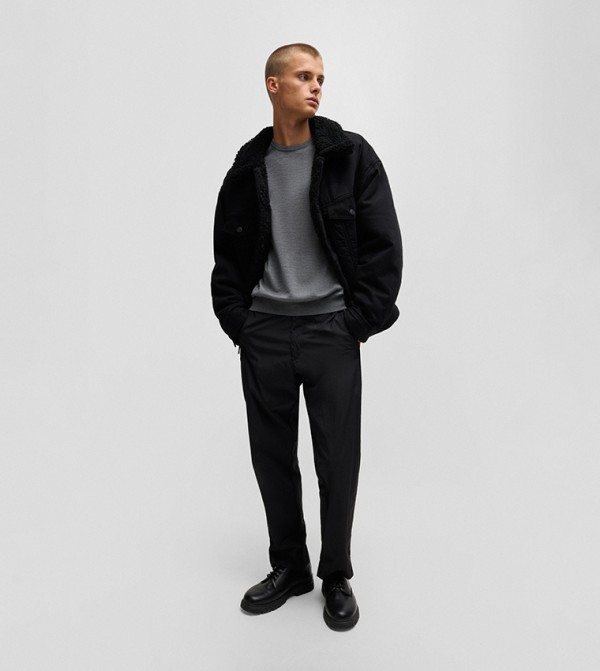 HUGO  Clothing - Grey Round Neck Sweaters