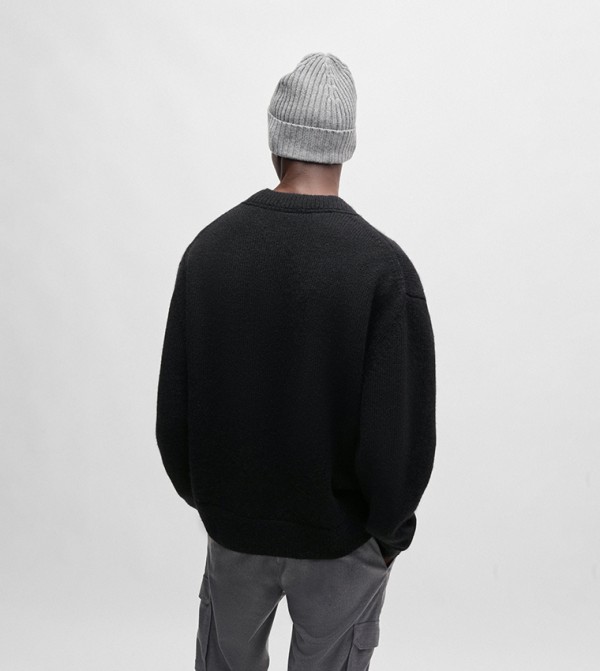 هوغو   سترات و كارديغانات  - أسود Round Neck Sweaters