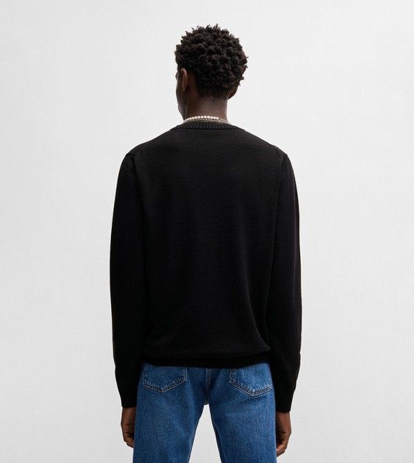 هوغو   سترات و كارديغانات  - أسود Round Neck Sweaters