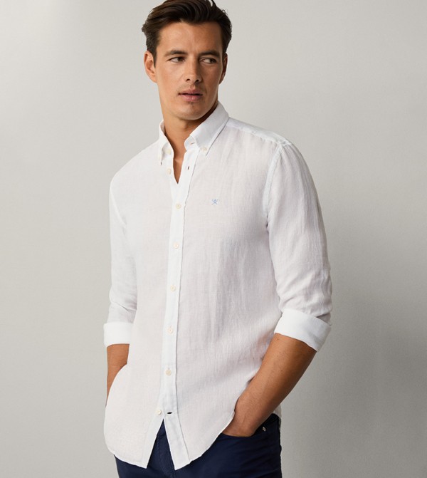 Hackett Long Sleeves - White Casual Shirts